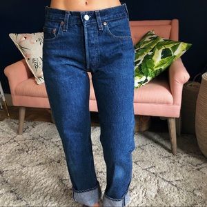 VINTAGE 501’s Dark Wash Denim Blue Jeans